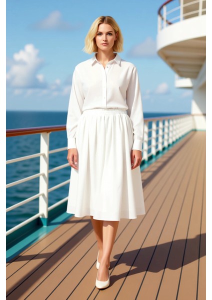 Kadın Düz Dokuma Maxi Etek Yüksek Bel Lastikli Kalıp Fonksiyonel Dayanıklı Kaliteli Modern