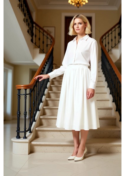 Kadın Düz Dokuma Maxi Etek Yüksek Bel Lastikli Kalıp Fonksiyonel Dayanıklı Kaliteli Modern fiyatları