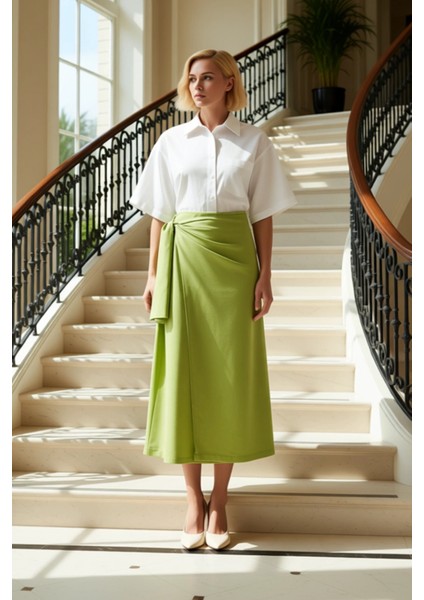 Kadın Anvelop Maxi Etek Düz Desen Keten Görünümlü %58 Polyester %30 Pamuk %12 Viskoz Rahat fiyatları