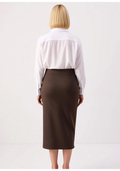 Kadın Kalem Yırtmaçlı Midi Etek Düz Örme Kumaş Elastan Içerikli Fonksiyonel Dayanıklı Spor fırsatları