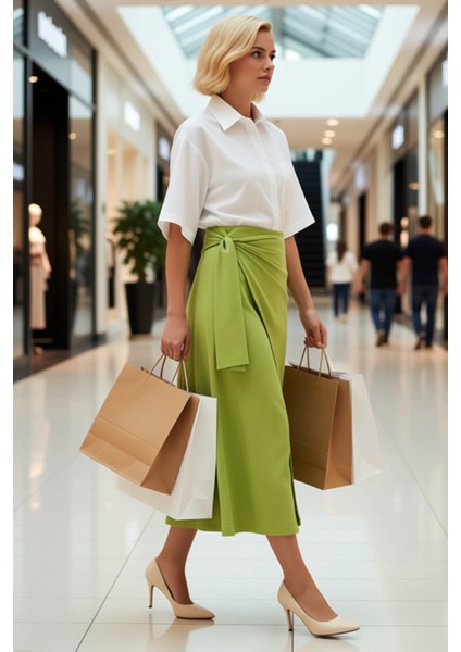 Kadın Anvelop Maxi Etek Düz Desen Keten Görünümlü %58 Polyester %30 Pamuk %12 Viskoz Rahat modelleri