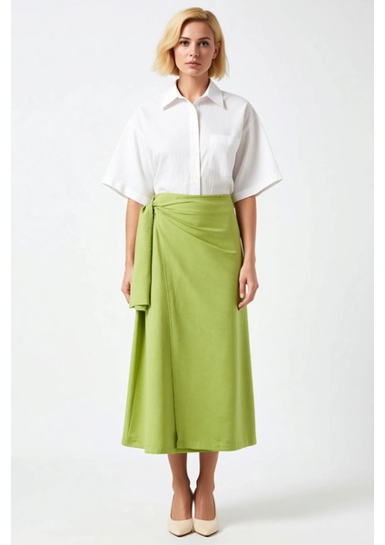 Kadın Anvelop Maxi Etek Düz Desen Keten Görünümlü %58 Polyester %30 Pamuk %12 Viskoz Rahat fırsatları