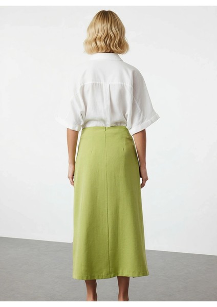 Kadın Anvelop Maxi Etek Düz Desen Keten Görünümlü %58 Polyester %30 Pamuk %12 Viskoz Rahat indirimleri