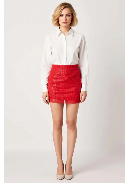 Kadın Düz Örme Payetli Mini Etek Yüksek Bel Fonksiyonel Dayanıklı Kaliteli Konforlu Modern fırsatları