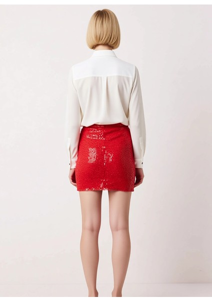 Kadın Düz Örme Payetli Mini Etek Yüksek Bel Fonksiyonel Dayanıklı Kaliteli Konforlu Modern indirimleri