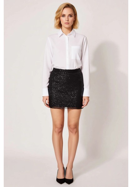 Kadın Düz Örme Payetli Mini Etek Yüksek Bel Fonksiyonel Dayanıklı Kaliteli Konforlu Modern fırsatları