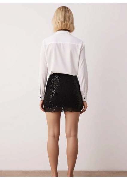 Kadın Düz Örme Payetli Mini Etek Yüksek Bel Fonksiyonel Dayanıklı Kaliteli Konforlu Modern indirimleri