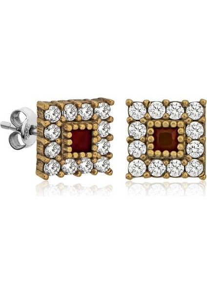 Gümüş Otantik Kare Çivili Bayan Küpe