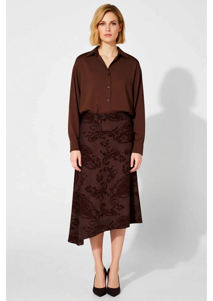 Kadın A Line Midi Etek Şal Desenli Düşük Bel %92 Polyester %8 Elastan Fonksiyonel Kaliteli fırsatları