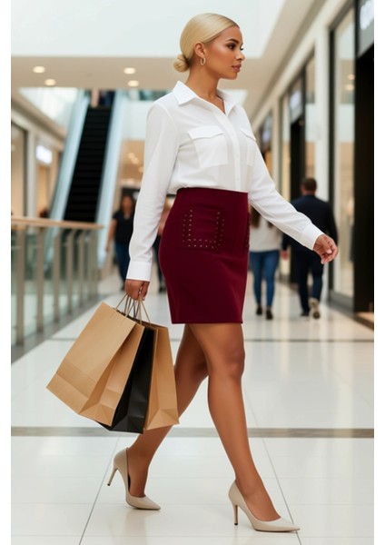 Kadın Düz Dokuma Süet Mini Etek Bağcıklı Cep Detaylı Fonksiyonel Dayanıklı Kaliteli Modern modelleri