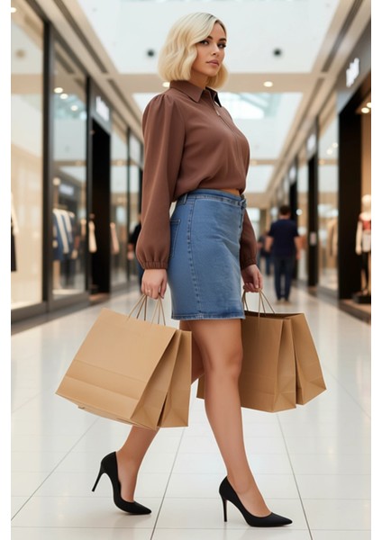 Kadın Yüksek Bel Bağcıklı Denim Mini Etek Fonksiyonel Dayanıklı Kaliteli Konforlu Estetik Şık modelleri