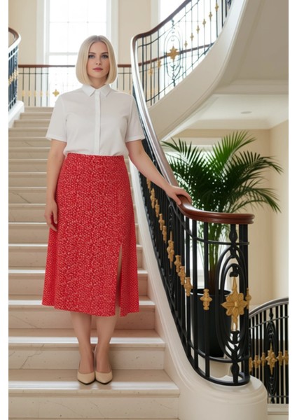 Kadın A Kesim Yüksek Bel Midi Dokuma Etek %100 Viskoz Çiçek Desenli Fonksiyonel Dayanıklı Şık fiyatları