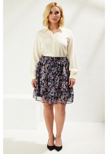 Kadın Fırfırlı Mini Etek Düşük Bel Çiçek Desenli Şifon Kumaş Fonksiyonel Dayanıklı Estetik fırsatları
