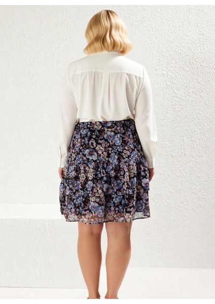 Kadın Fırfırlı Mini Etek Düşük Bel Çiçek Desenli Şifon Kumaş Fonksiyonel Dayanıklı Estetik indirimleri