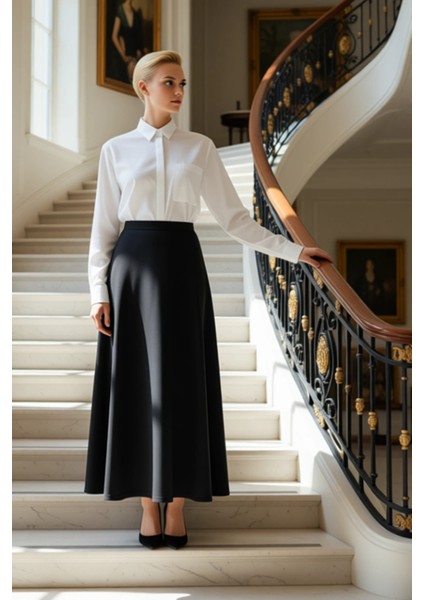 Kadın Midi Kloş Etek Orta Kalınlık Düz Desen Fonksiyonel Dayanıklı Kaliteli Konforlu Rahat fiyatları