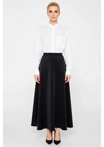 Kadın Midi Kloş Etek Orta Kalınlık Düz Desen Fonksiyonel Dayanıklı Kaliteli Konforlu Rahat fırsatları