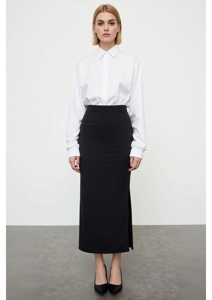 Kadın Yüksek Bel Yırtmaçlı Kalem Kalıp Maxi Etek Fonksiyonel Dayanıklı Kaliteli Konforlu Şık fırsatları