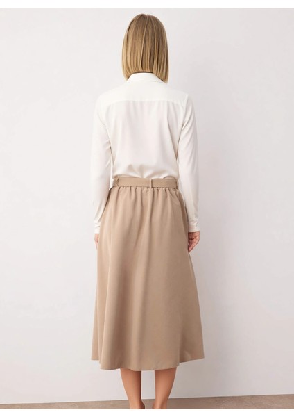 Kadın Kloş Midi Etek Cep Detaylı Gabardin Kemerli Fonksiyonel Dayanıklı Kaliteli Konforlu Şık indirimleri
