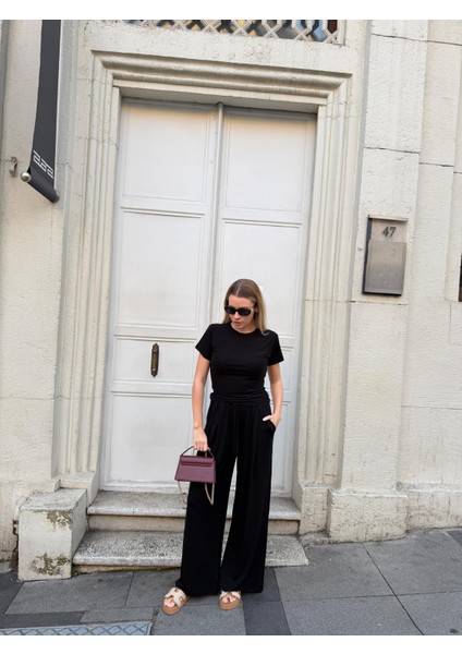 Kadın Viskon 3’lü Takım – Kimono + Beli Lastikli Salaş Pantolon + Kısa Kol (Tshirt) – 8 Renk fırsatları