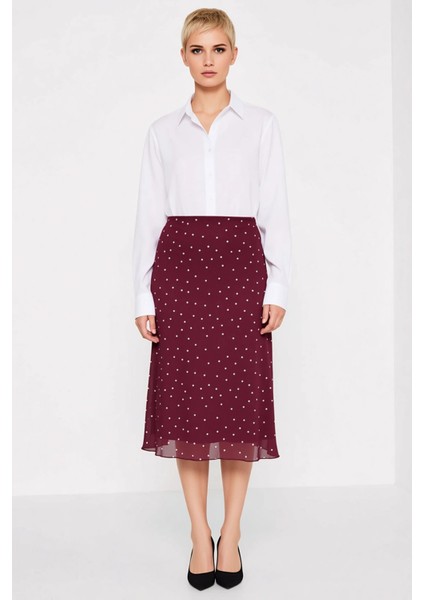 Kadın A Line Midi Etek Puantiye Desenli %94 Polyester %6 Elastan Fonksiyonel Dayanıklı Şık fırsatları