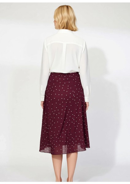 Kadın A Line Midi Etek Puantiye Desenli %94 Polyester %6 Elastan Fonksiyonel Dayanıklı Şık indirimleri