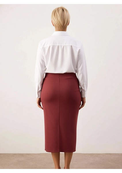 Kadın Kalem Yırtmaçlı Midi Etek Düz Örme Kumaş Elastan Içerikli Fonksiyonel Dayanıklı Spor indirimleri