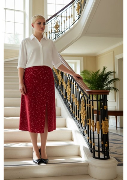 Kadın Midi Etek Viskon Dokuma Animal Desenli Yırtmaçlı Normal Bel Fonksiyonel Dayanıklı Şık fiyatları