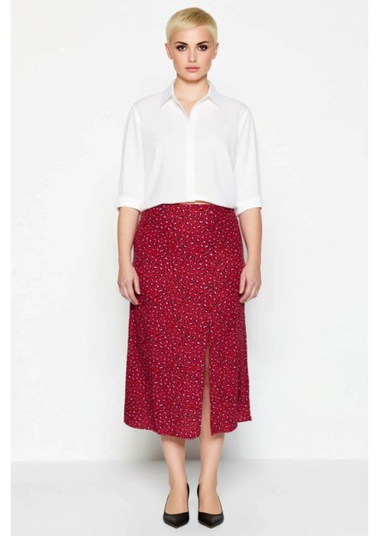 Kadın Midi Etek Viskon Dokuma Animal Desenli Yırtmaçlı Normal Bel Fonksiyonel Dayanıklı Şık fırsatları