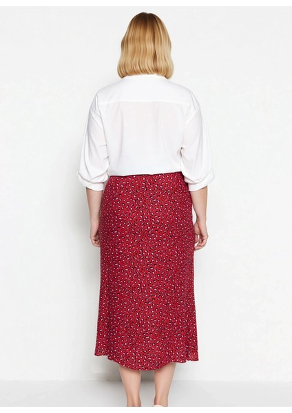 Kadın Midi Etek Viskon Dokuma Animal Desenli Yırtmaçlı Normal Bel Fonksiyonel Dayanıklı Şık indirimleri