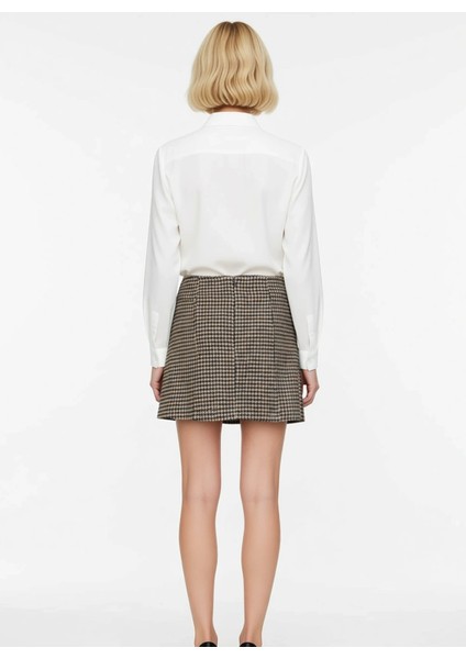 Kadın A Line Mini Etek Kazayağı Desenli Kaşe Fonksiyonel Dayanıklı Kaliteli Konforlu Rahat indirimleri