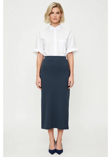 Kadın Yırtmaçlı Maxi Örme Etek Yüksek Bel Kalem Kalıp %99 Pamuk %1 Elastan Fonksiyonel Şık fırsatları