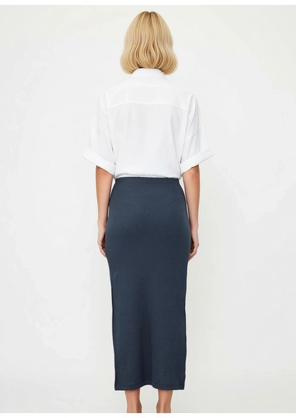 Kadın Yırtmaçlı Maxi Örme Etek Yüksek Bel Kalem Kalıp %99 Pamuk %1 Elastan Fonksiyonel Şık indirimleri