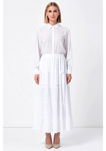 Kadın A Line Maxi Boy Fiyonk Detaylı Dokuma Etek Fonksiyonel Dayanıklı Kaliteli Konforlu Şık fırsatları