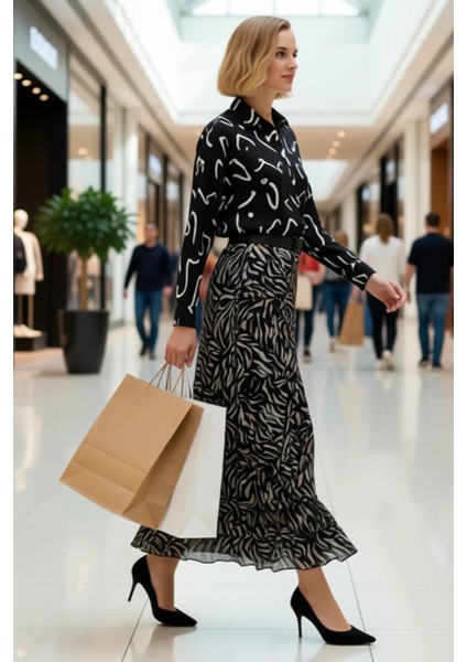 Kadın Maxi Etek Kloş Kalıp Hayvan Desenli Şifon Kumaş Fonksiyonel Dayanıklı Kaliteli Rahat modelleri