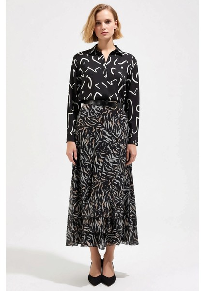 Kadın Maxi Etek Kloş Kalıp Hayvan Desenli Şifon Kumaş Fonksiyonel Dayanıklı Kaliteli Rahat fırsatları