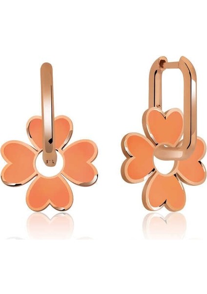 ​gümüş Fosforlu Turuncu Yonca Küpe