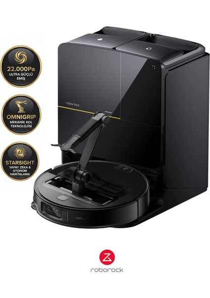 22.000 Pa Ultra Emiş Gücü Çöp Boşaltma Istasyonlu Mekanik Kollu Yapay Zeka Destekli Robot Süpürge ve Mop Saros Z70, Siklon Filtre ve Epa/hepa Filtre Üst Seviye Zeka + Tiftik Toplama Cihazı
