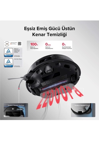 22.000 Pa Ultra Emiş Gücü Çöp Boşaltma Istasyonlu Mekanik Kollu Yapay Zeka Destekli Robot Süpürge ve Mop Saros Z70, Siklon Filtre ve Epa/hepa Filtre Üst Seviye Zeka + Tiftik Toplama Cihazı