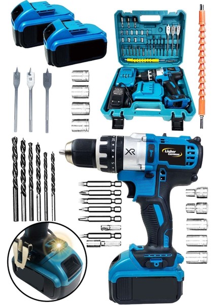 Titan Serisi LGT5800 Darbeli Çelik Şanzuman Çift Akülü Profesyonel Şarjlı Vidalama Matkap 30 Pcs