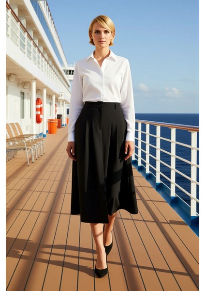 Kadın Maxi Etek Yırtmaçlı Düz Kalıp Paraşüt Kumaş Fonksiyonel Dayanıklı Kaliteli Konforlu Şık