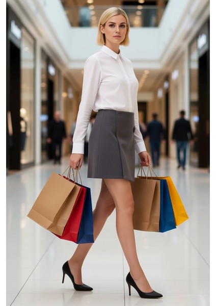 Kadın Dokuma Kaşe Kumaş A Line Kalıp Düz Desen Mini Etek Yan Düğme Şerit Detaylı Kısa Boy Kesim modelleri