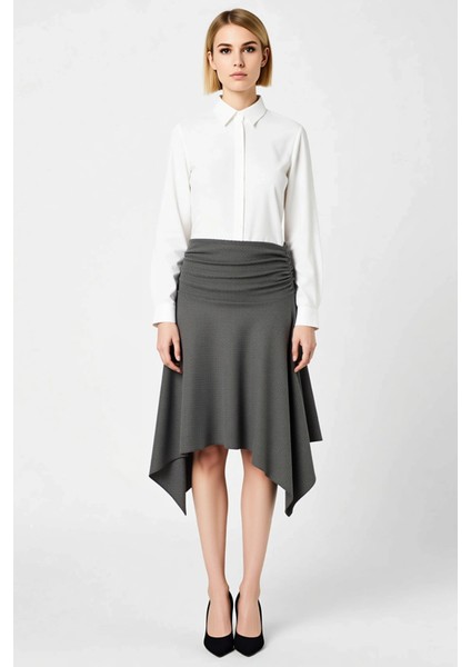 Kadın Jakarlı Midi Etek Büzgülü Kalıp Fonksiyonel Dayanıklı Kaliteli Konforlu Estetik Spor