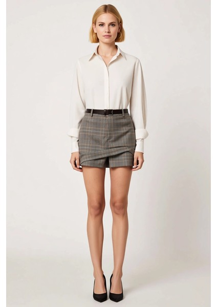 Kadın Ekose Desenli Mini Şort Etek Yüksek Bel Fonksiyonel Dayanıklı Kaliteli Konforlu Spor fırsatları