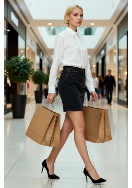 Kadın Yüksek Bel Mini Denim Etek A Kesim Kalem Kalıp Fonksiyonel Dayanıklı Kaliteli Modern modelleri