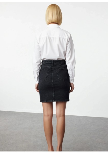 Kadın Yüksek Bel Mini Denim Etek A Kesim Kalem Kalıp Fonksiyonel Dayanıklı Kaliteli Modern indirimleri