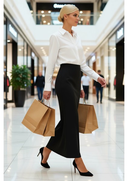 Kadın Maxi Kalem Etek Yırtmaçlı Düz Desen Mikro Likralı Interlok Fonksiyonel Dayanıklı Şık modelleri