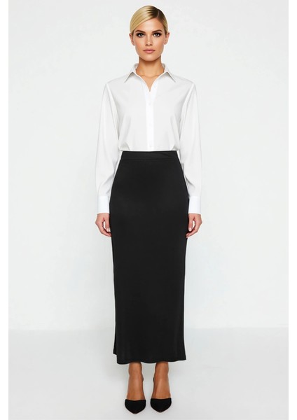 Kadın Maxi Kalem Etek Yırtmaçlı Düz Desen Mikro Likralı Interlok Fonksiyonel Dayanıklı Şık fırsatları