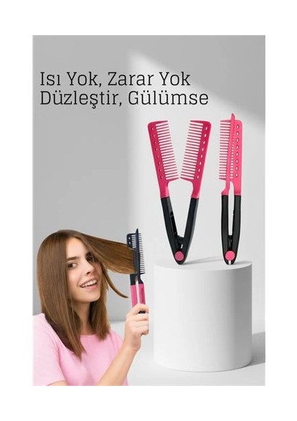 Bfs Manuel V Tipi Keratin Saç Düzleştirici – Isısız, Taraklı Saç Maşası Pratik ve Taşı