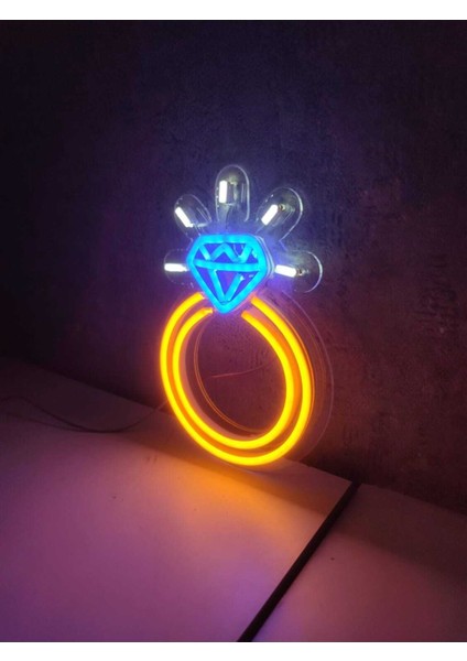 Mavi Yüzük Tektaş Neon LED Tabela ile Şıklığa Işık Katın modelleri