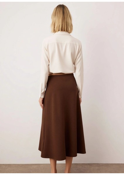 Kadın Yüksek Bel Düğmeli Midi Etek A Kesim %100 Polyester Fonksiyonel Dayanıklı Kaliteli Şık indirimleri